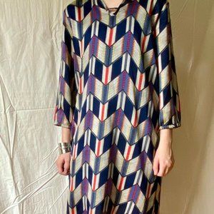 TULLE Geometric/Chevron Print Shift Dress, Size S